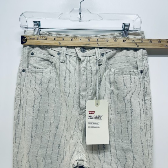 LEVI'S WELLTHREAD® '70S Jeans 27x31 Womens High Rise Straight Fit Stripes Beige - Picture 14 of 14
